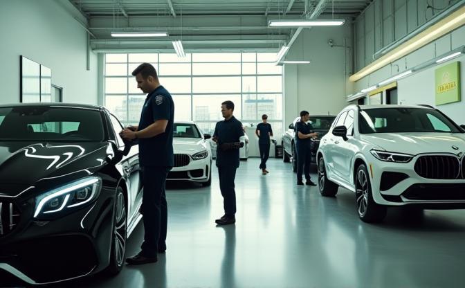Premier Auto Detailing team at work on luxury vehicles in the London facility