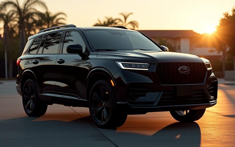 Black SUV after exterior and ceramic coating, reflective finish