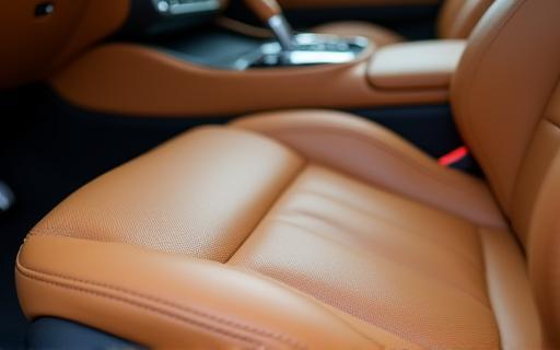 Interior shot of luxury leather seats post-cleaning
