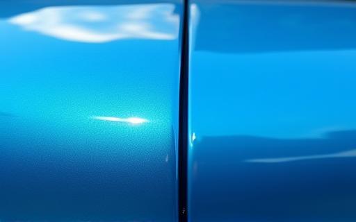 Before and after, closeup on corrected paint