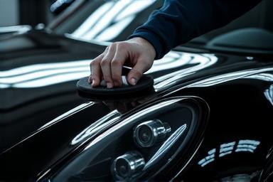 Application of ceramic coating to a black sports car